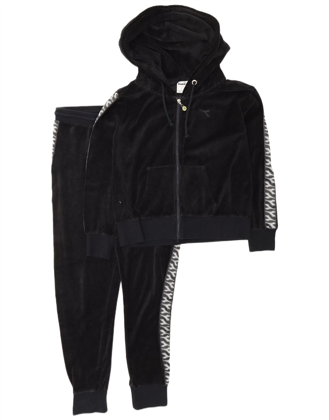 DIADORA Womens Oversized Velour Fuld træningsdragt UK 10 Small Black