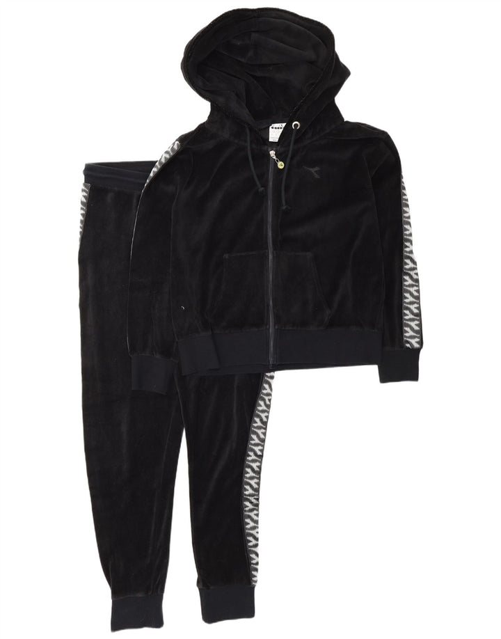 DIADORA Womens Oversized Velour Fuld træningsdragt UK 10 Small Black
