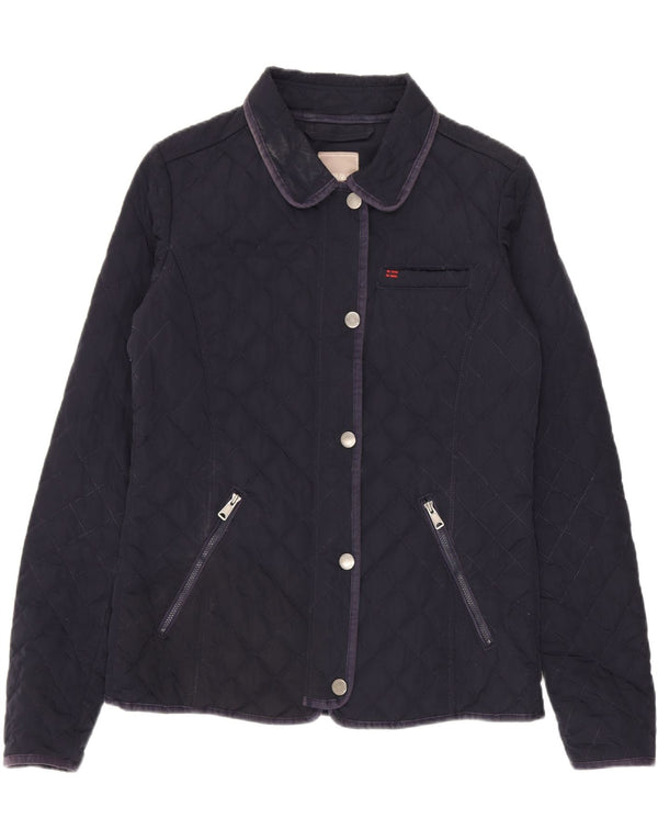 Napapijri Dame Quiltet Jakke UK 16 Large Navy Blue Polyester