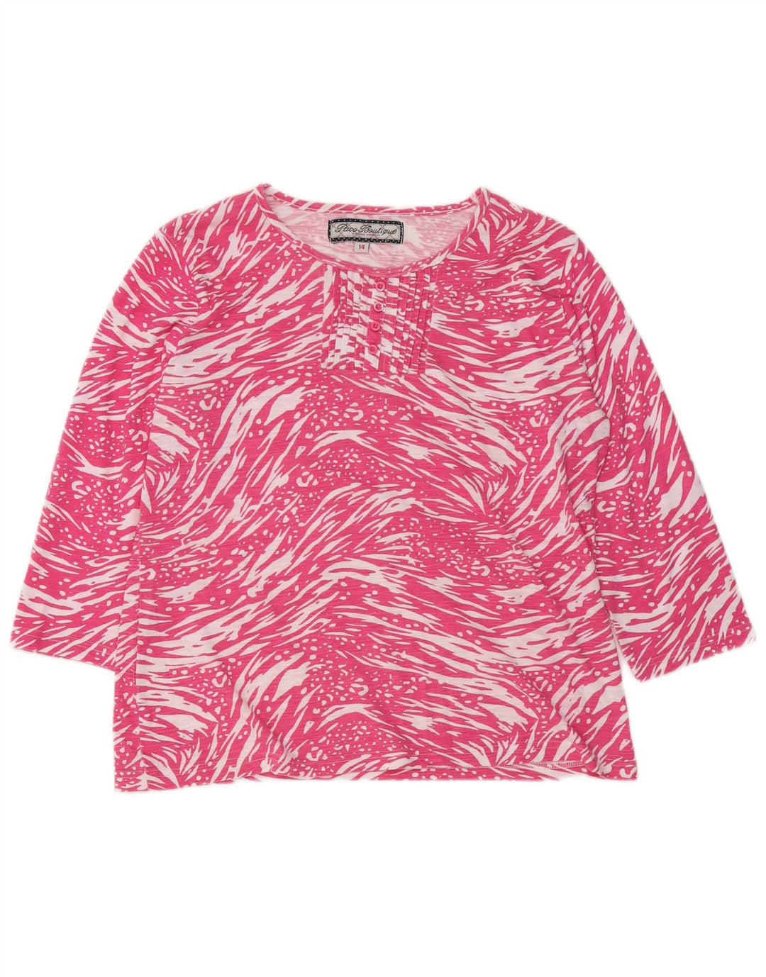 PACO BOUTIQUE Kvinders abstrakt mønster top 3/4 ærmer UK 14 Large Pink