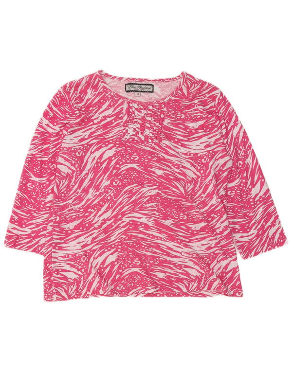 PACO BOUTIQUE Kvinders abstrakt mønster top 3/4 ærmer UK 14 Large Pink