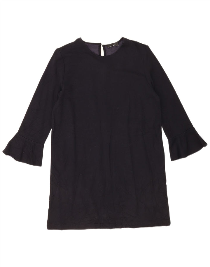Zara Dame 3/4 ærmer Shift Dress UK 12 Medium Navy Blue Viscose