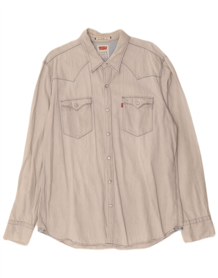 LEVI'S Slim Fit skjorte til mænd XL blå bomuld