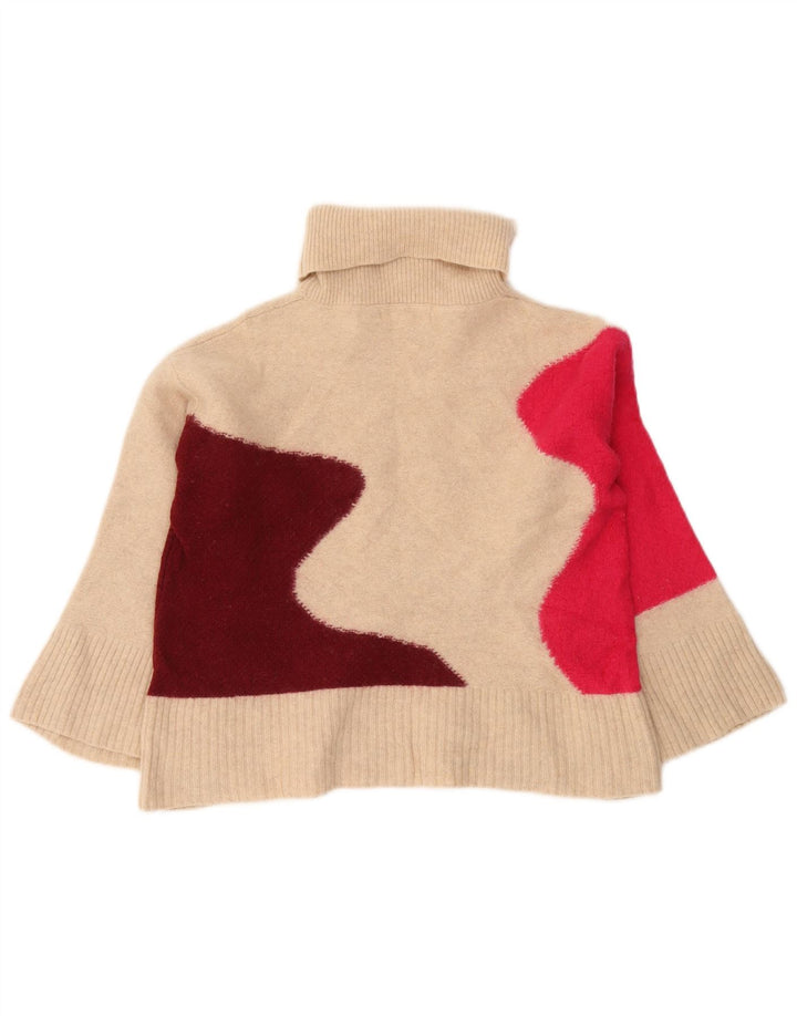 White Stuff Dame Roll Neck Jumper Sweater UK 8 Small Beige Colourblock