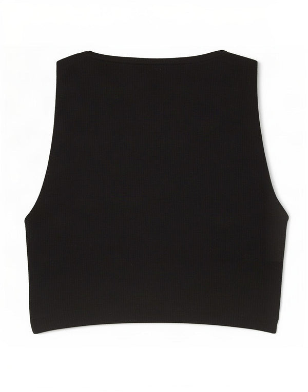 Zara Womens Crop Vest Top UK 8 Small Black