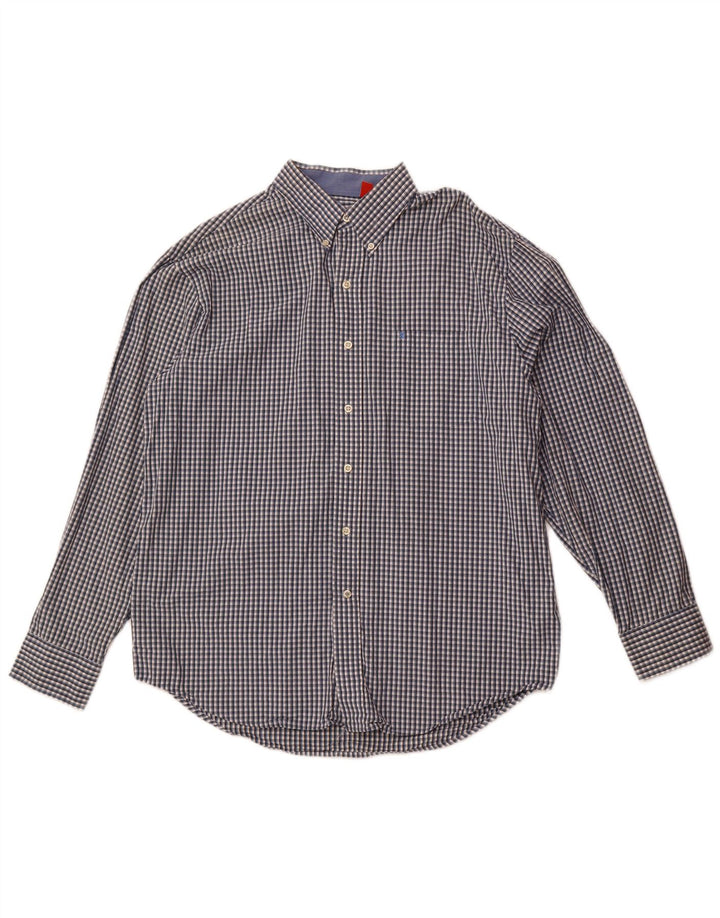 Izod herreskjorte stor blå ternet bomuld