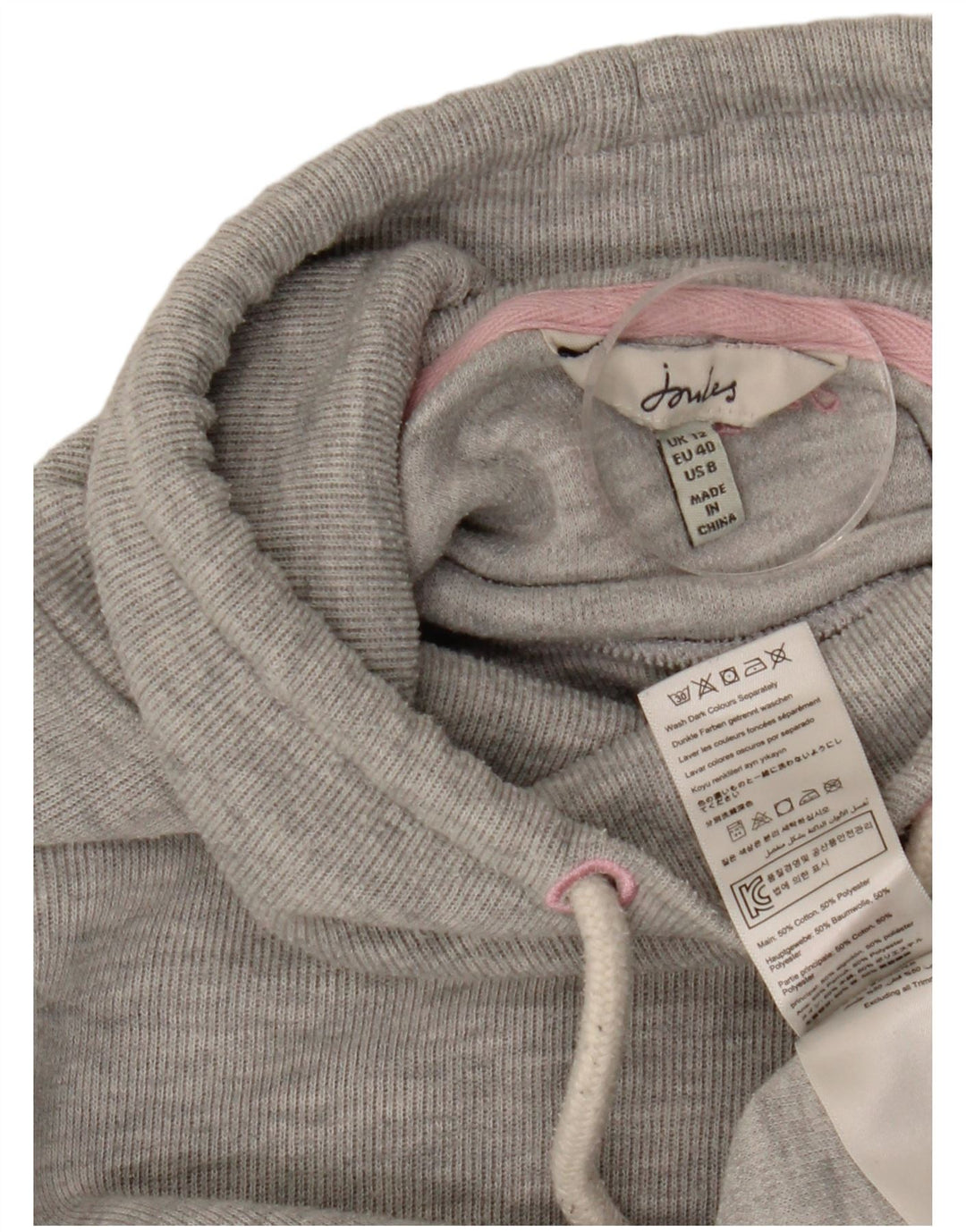 Joules Dame Rullehals Sweatshirt Jumper UK 12 Medium Grey Flecked Bomuld
