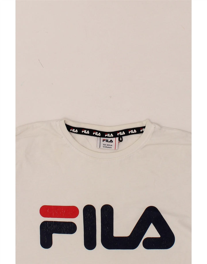 FILA Boys Graphic T-Shirt Top 13-14 Years White Cotton Vintage Fila and Second-Hand Fila from Messina Hembry 