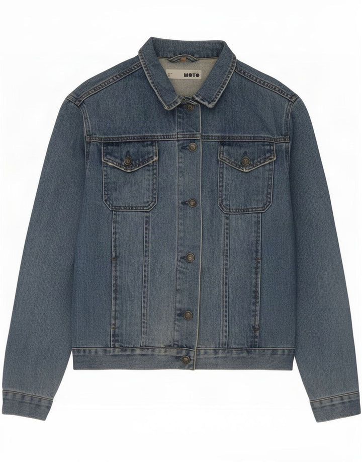 Moto Dame denimjakke UK 12 Medium Blue Bomuld