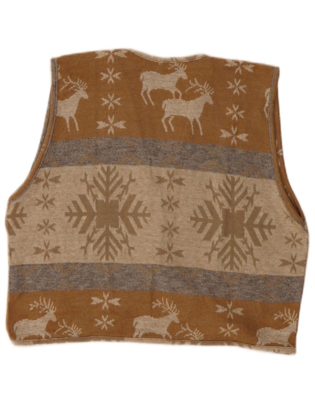 VINTAGE Womens Crop Cardigan Sweater UK 14 Medium Beige Fair Isle