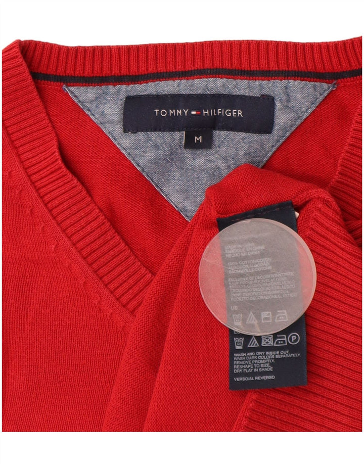 TOMMY HILFIGER Herre V-hals sweater Medium rød bomuld