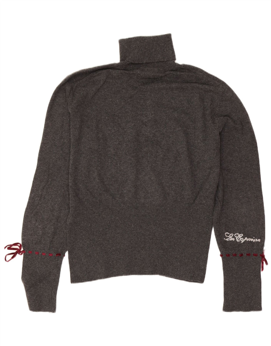 Les Copains Dame Grafisk Roll Neck Jumper Sweater IT 46 Large Grey Floral