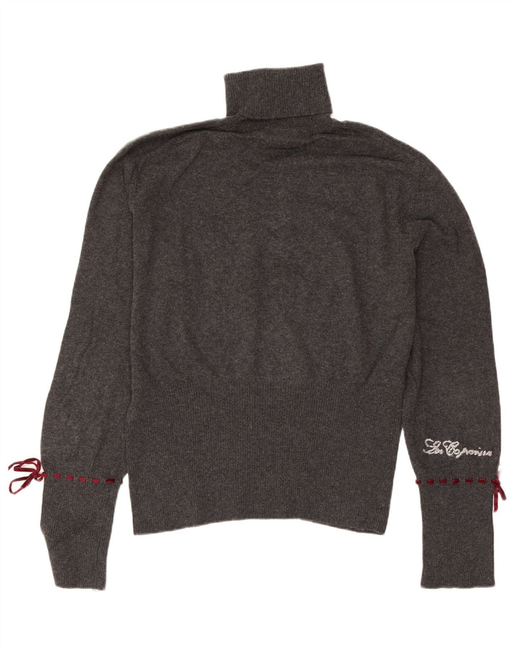 Les Copains Dame Grafisk Roll Neck Jumper Sweater IT 46 Large Grey Floral