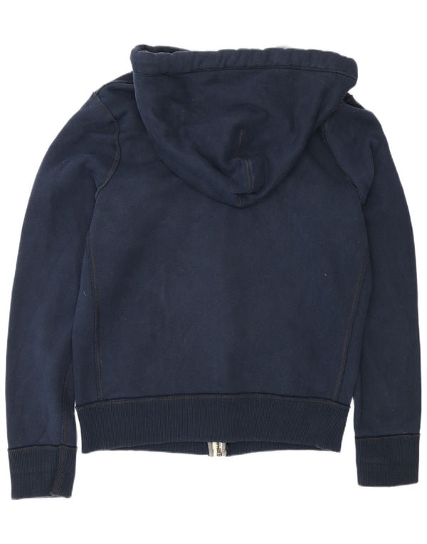 Abercrombie & Fitch Herre grafisk hættetrøje med lynlås 2XL marineblå bomuld