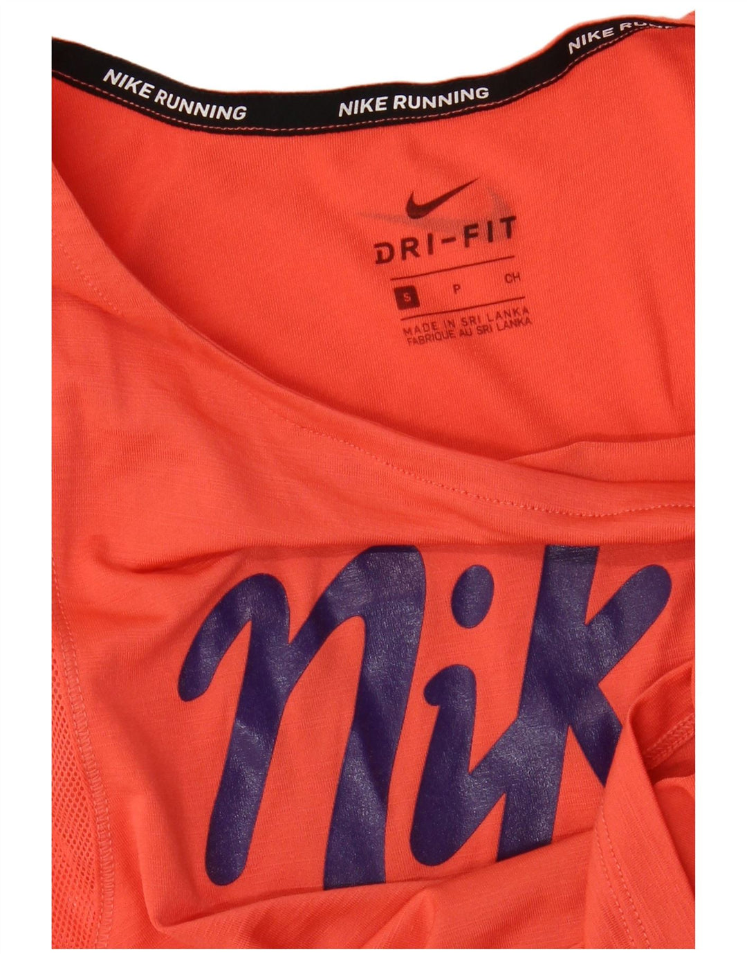 NIKE Dame Dri Fit Crop Grafisk T-Shirt Top UK 10 Lille Orange