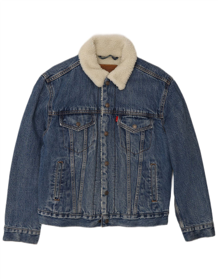 Levi's Herre Denim Sherpa Jacket UK 36 Small Blue Cotton