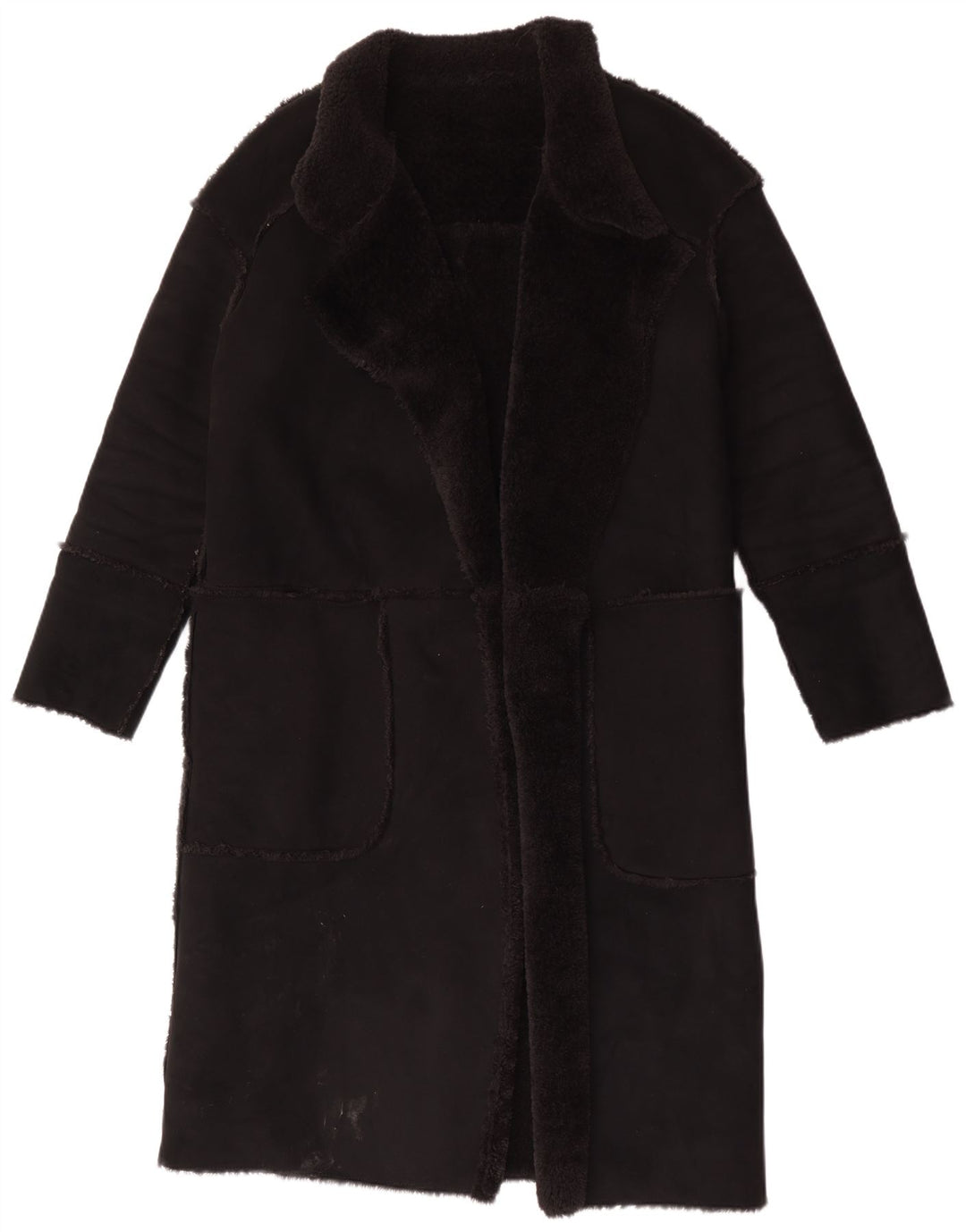 Vintage Sherpa overfrakke til kvinder UK 12 Medium Black