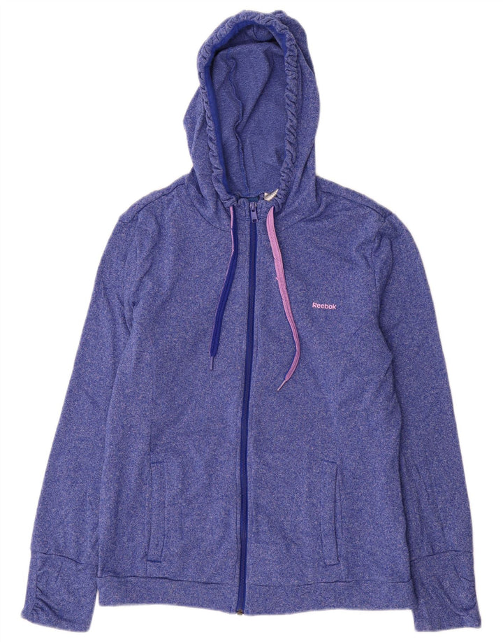 REEBOK hættetrøje med lynlås til kvinder UK 16/18 Stor blå polyester