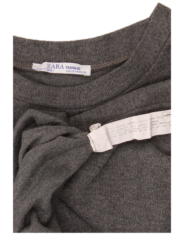 Zara Dame Trafaluc Crop Top Langærmet UK 14 Medium Grey Polyester