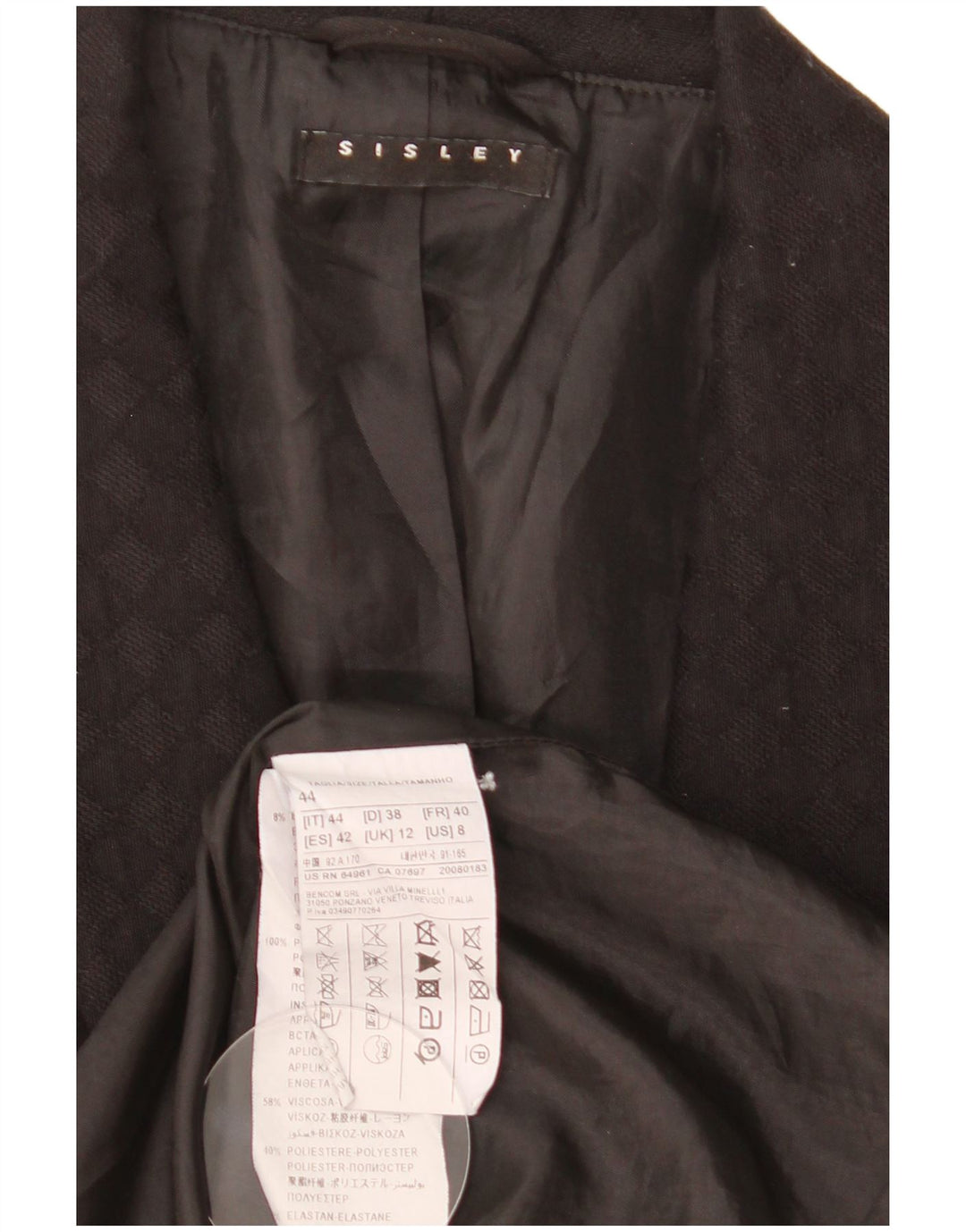Sisley Womens Longline ærmeløs blazerjakke UK 12 Medium Black