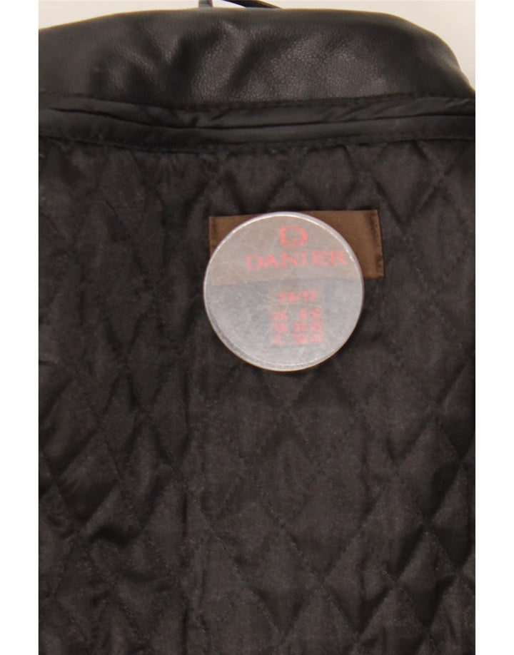 Danier Dame Hooded Læderjakke UK 8/10 Small Black Læder