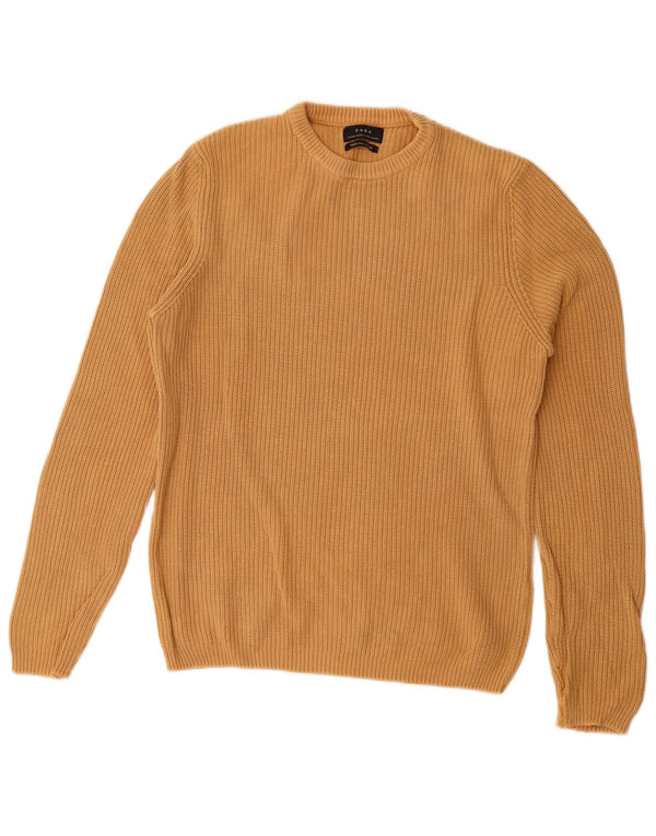 Zara Herre trøjetrøje med rund hals mellem beige bomuld