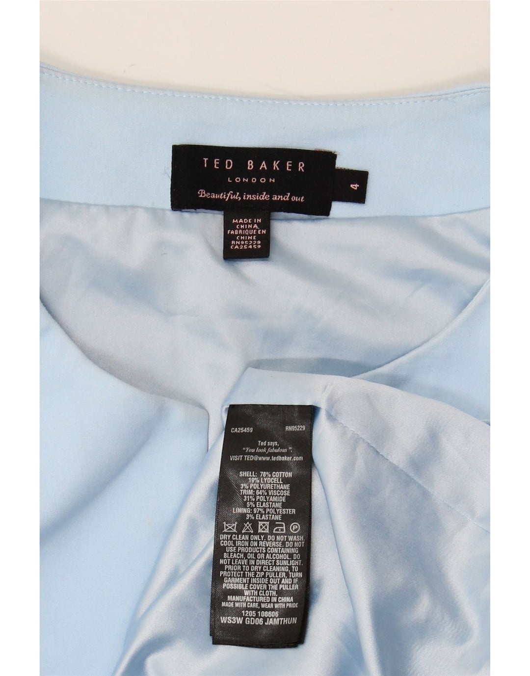 TED BAKER Dame Ærmeløs Bodycon Kjole Størrelse 4 Large Blue Colourblock