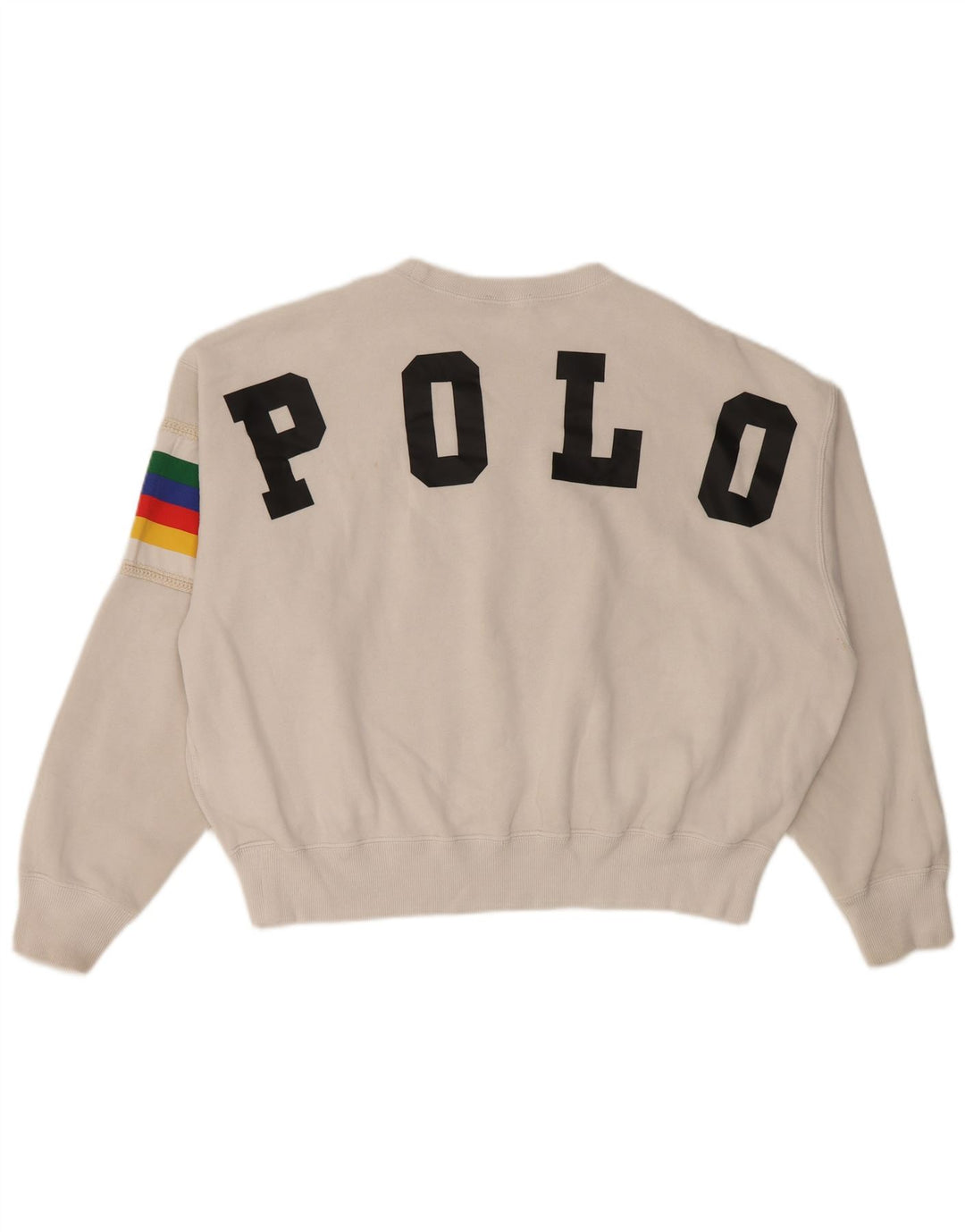 Polo Ralph Lauren Dame Grafisk Sweatshirt Jumper UK 14 Medium Grey