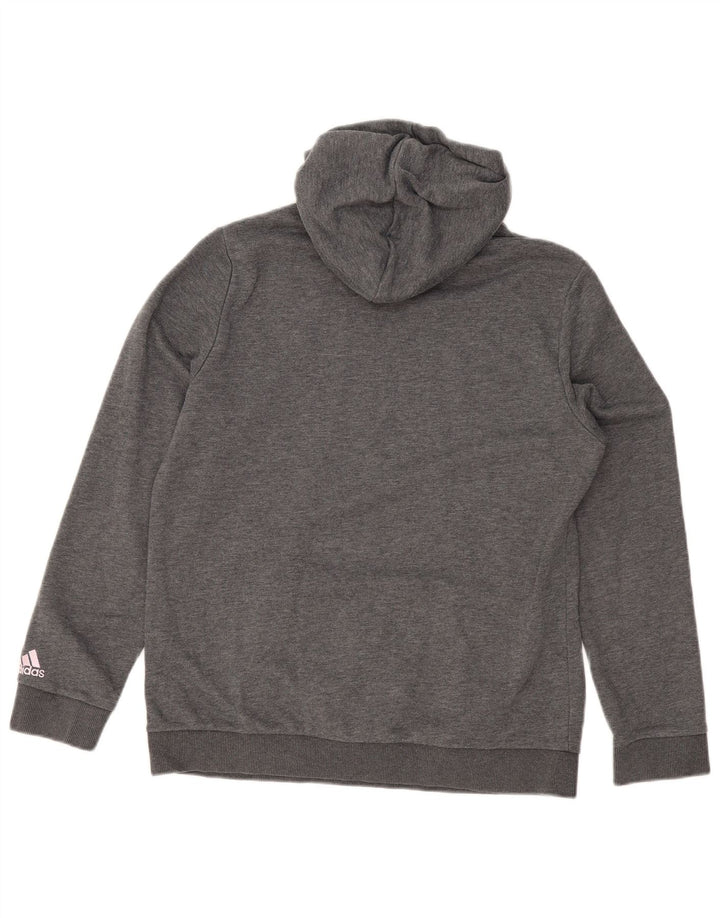 ADIDAS grafisk hættetrøjetrøje til kvinder UK 16/18, stor grå polyester