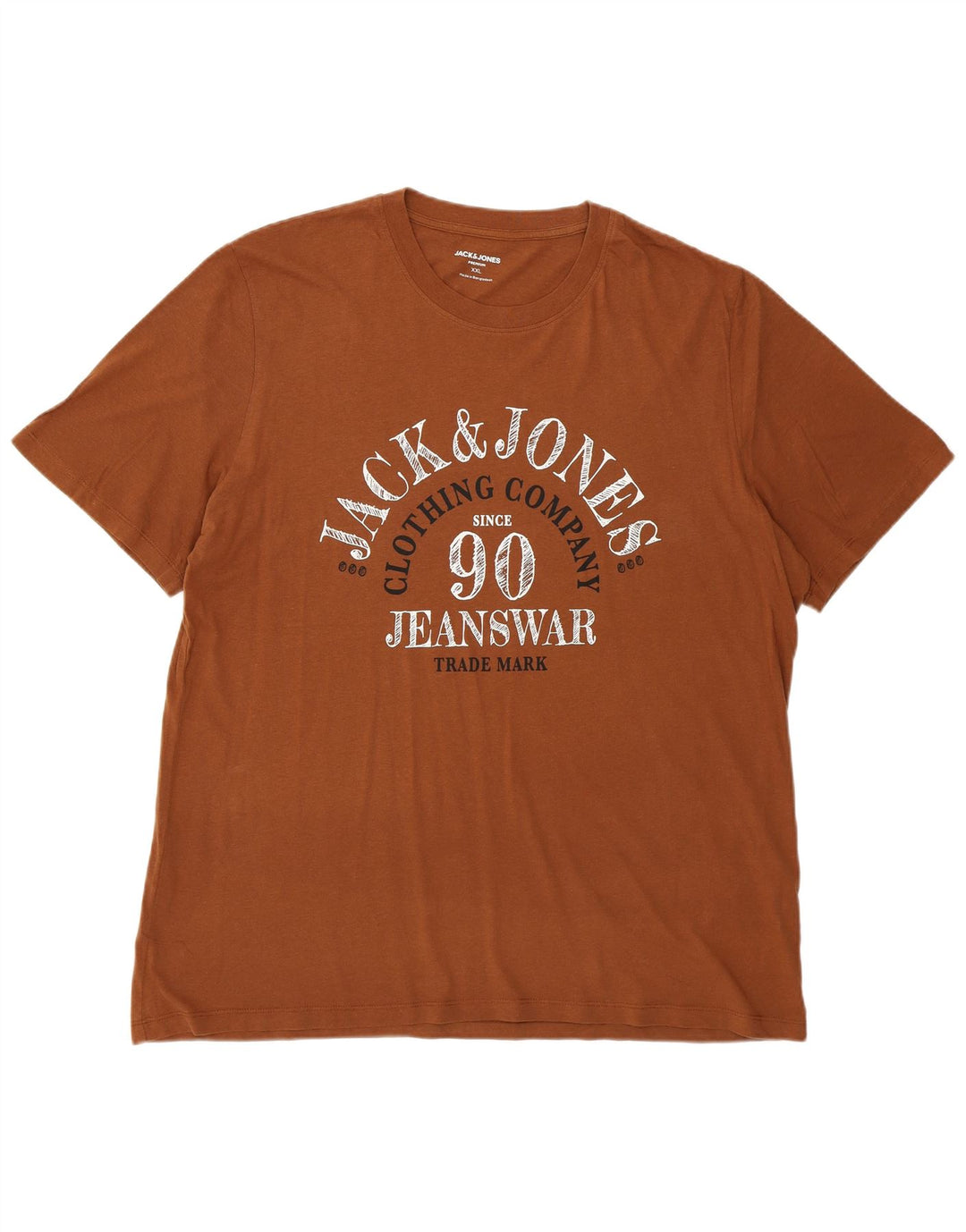 JACK & JONES Mens Graphic T-Shirt Top 2XL Brown Cotton