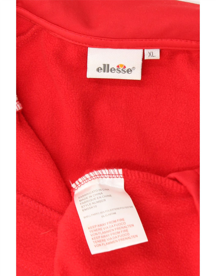 Ellesse Herre Zip Neck Sweatshirt Jumper XL Rød Colourblock Polyester