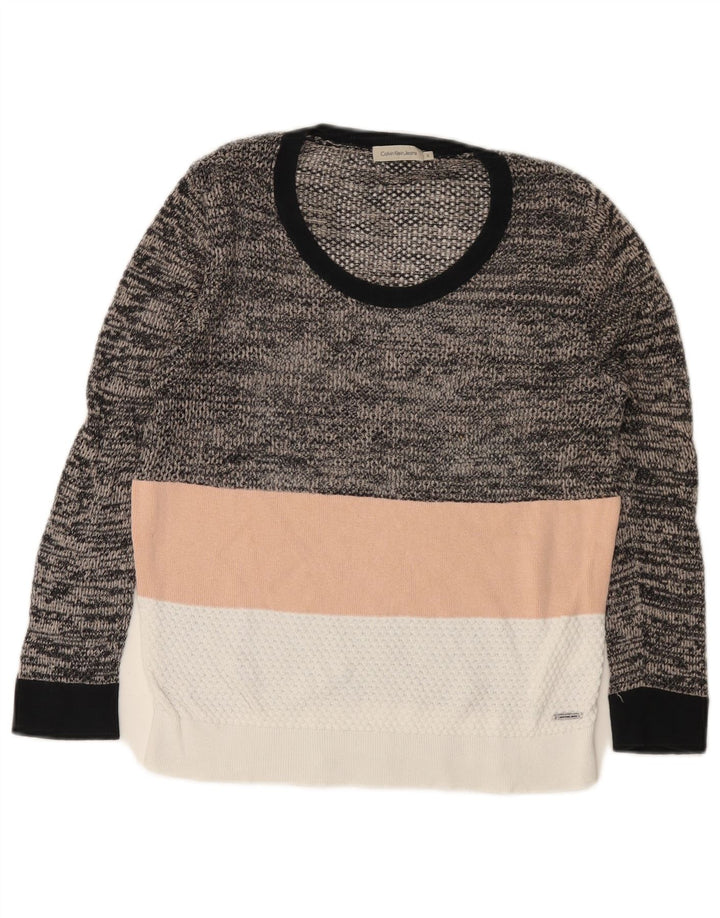 CALVIN KLEIN JEANS Dame Boat Neck Jumper Sweater UK 10 Small Grey