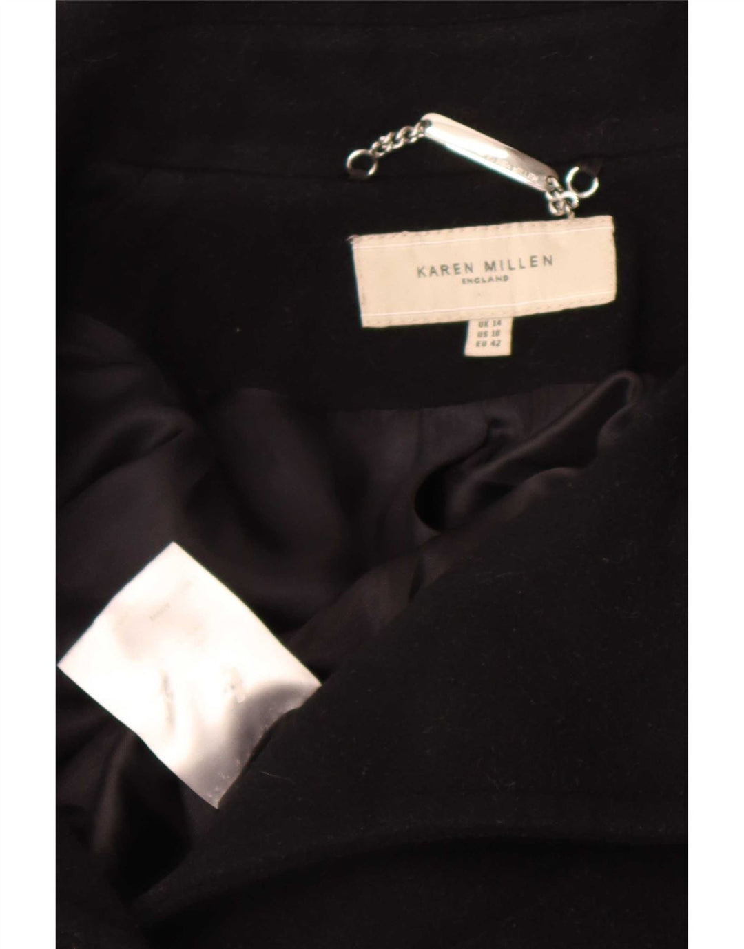 Karen Millen Dame Overfrakke UK 14 Stor Sort Polyamid