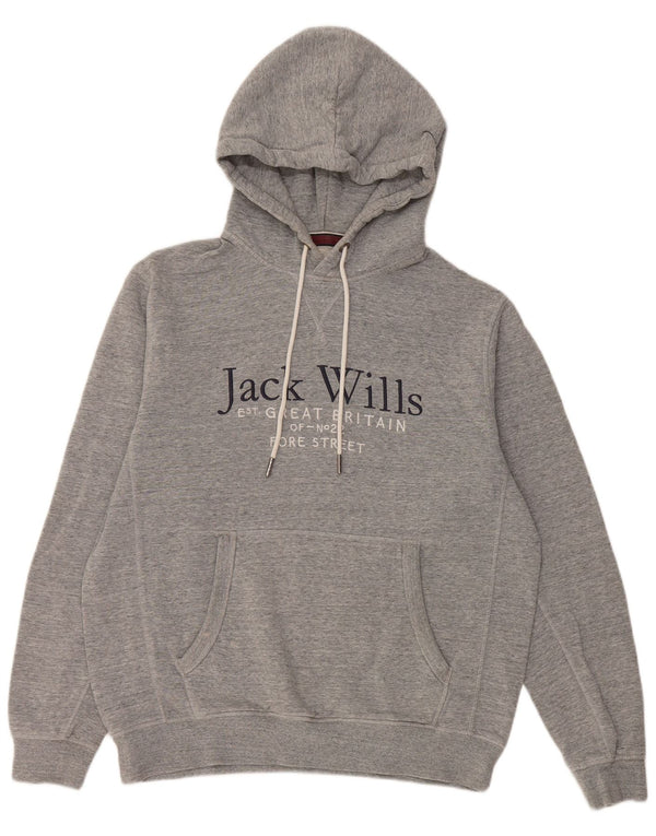 Jack Wills Herre grafisk hættetrøje Jumper Medium Grey Flecked Bomuld