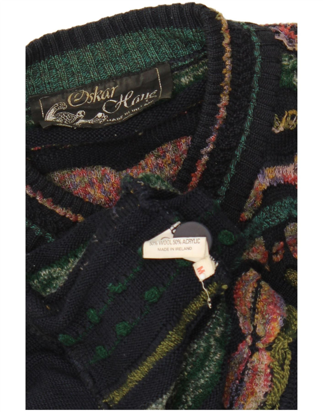 Oskar Haug Dame Cardigan Sweater UK 14 Medium Multicolored Geometric