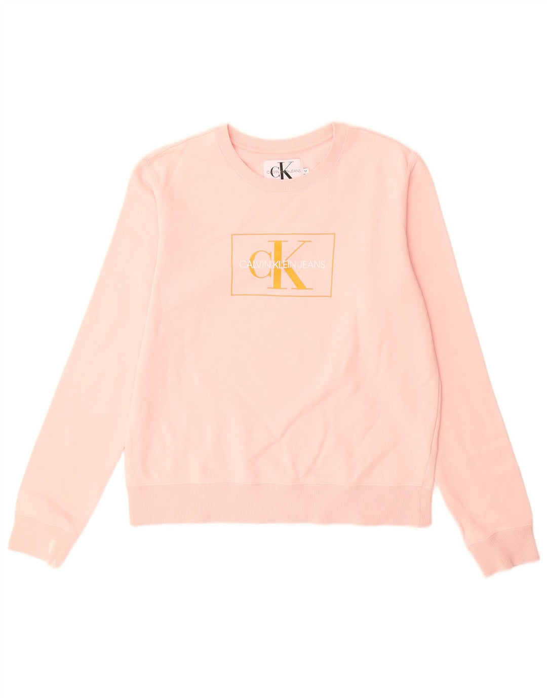 Calvin Klein Jeans Dame Grafisk Sweatshirt Jumper UK 14 Medium Pink