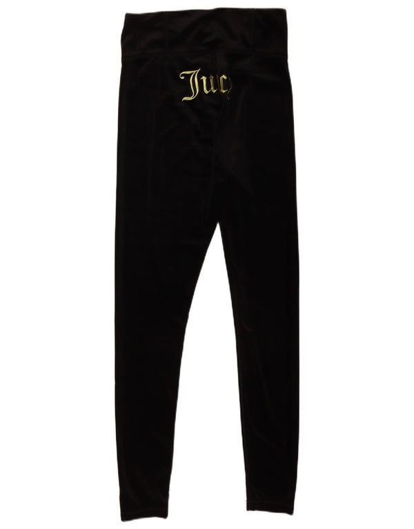 Juicy Couture Kvinders Grafiske Velour Leggings UK 12 Medium Sort Polyester