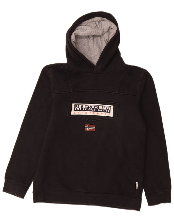 Napapijri Boys Geographic Graphic Hoodie Jumper 13-14 år Sort Bomuld