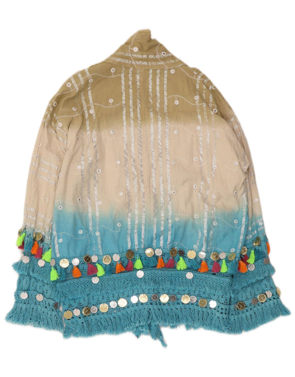 Vintage dame cardigan top 3/4 ærmer UK 12 Medium Flerfarvet