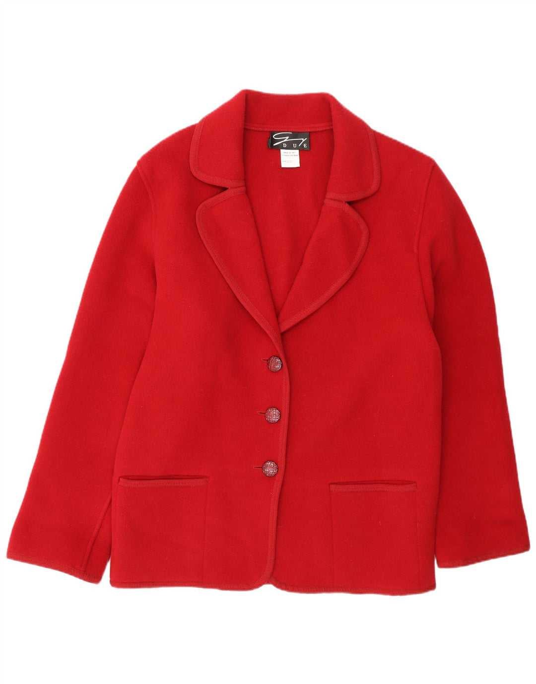 Genny Dame 3 Knapper Oversized Blazer Jacket UK 10 Lille Rød Uld