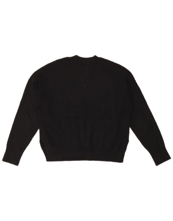 Abercrombie & Fitch Womens Crop Crew Neck Jumper Sweater UK 10 Small Black