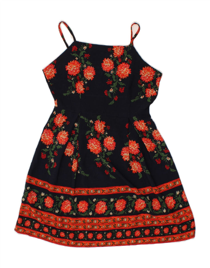 SHEIN Womens Sleeveless A-Line Dress UK 12 Medium Black Floral Polyester Vintage Shein and Second-Hand Shein from Messina Hembry 