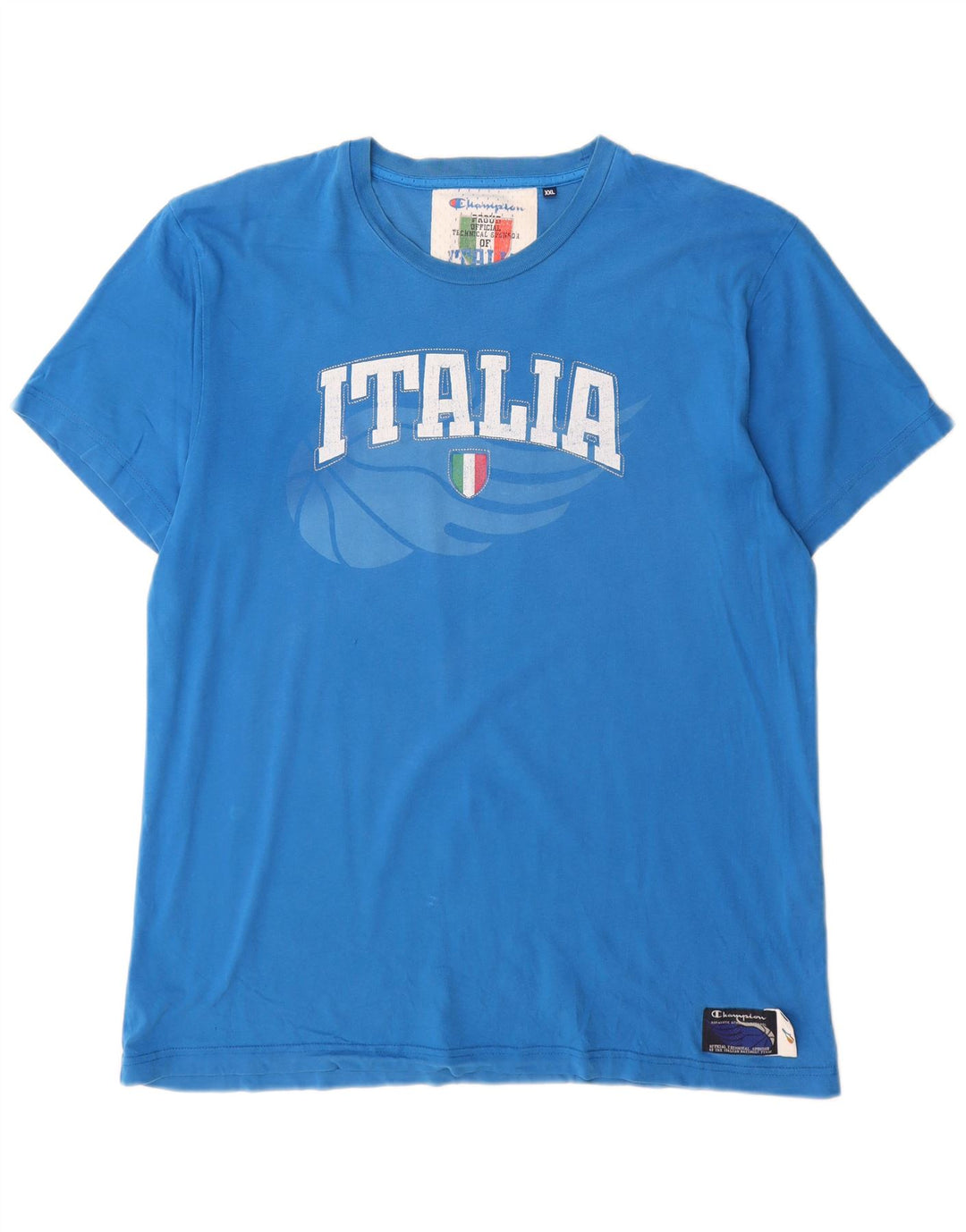 Champion Herre Italia Grafisk T-Shirt Top 2XL Blå
