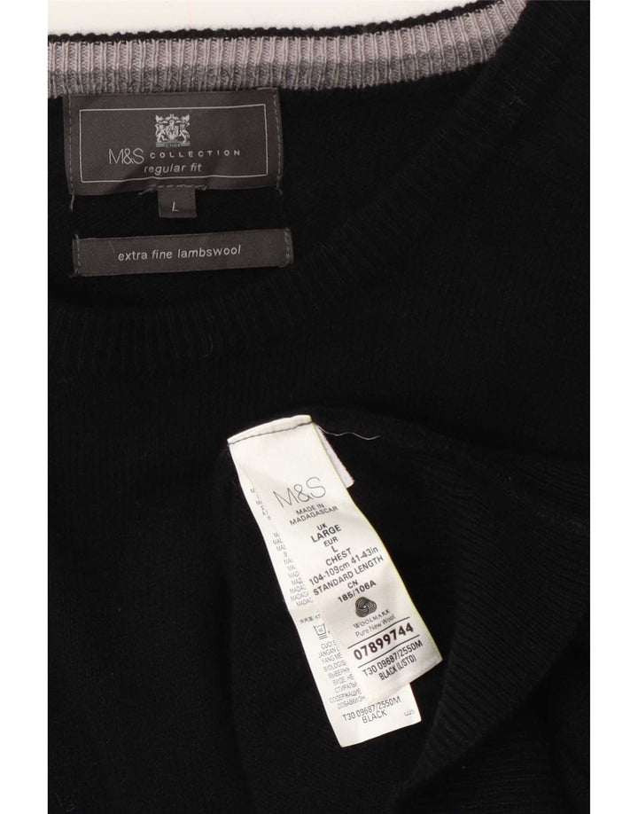 Marks & Spencer Herre Regular Fit Jumper Sweater med rund hals Stor sort uld