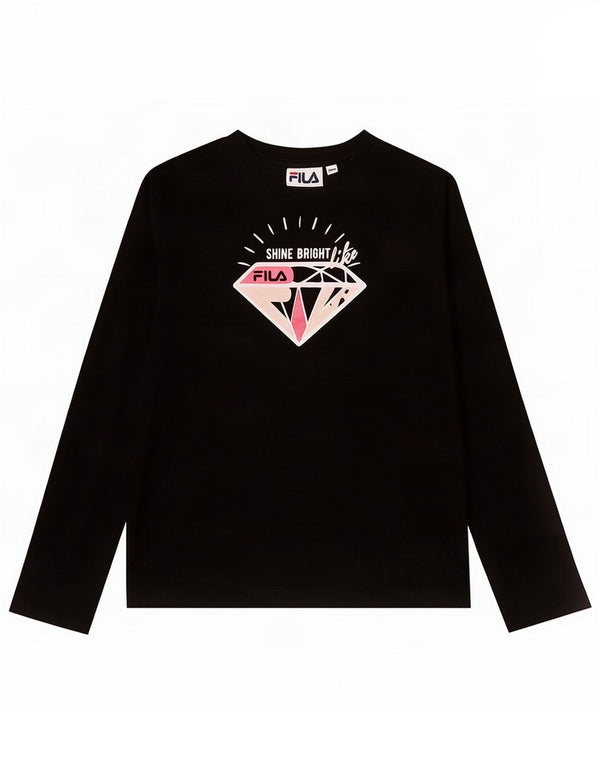 Fila Girls Grafisk Top Langærmet 9-10 År Sort