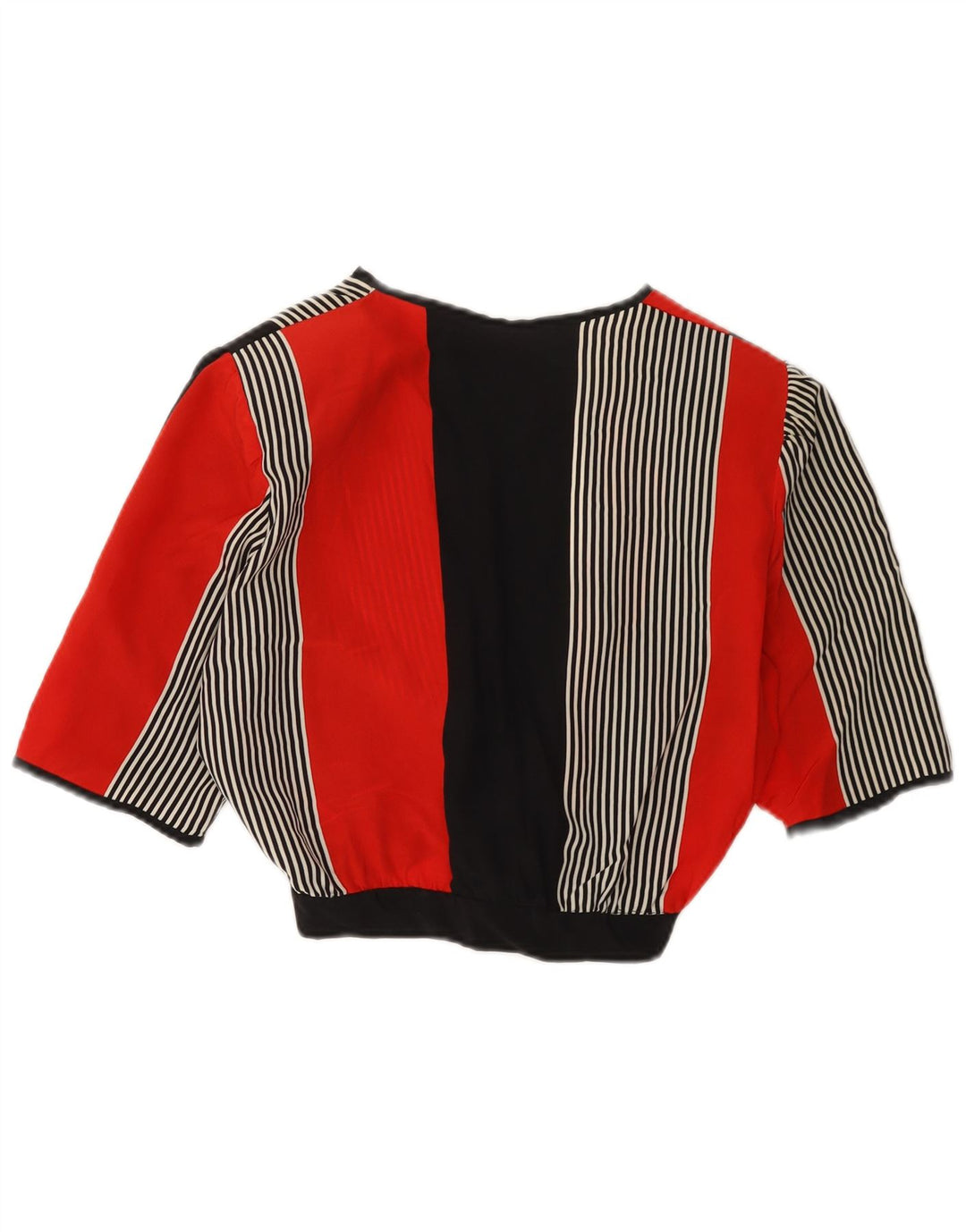 Vintage Kvinders Crop Cardigan Top UK 12 Medium Flerfarvet Stribet