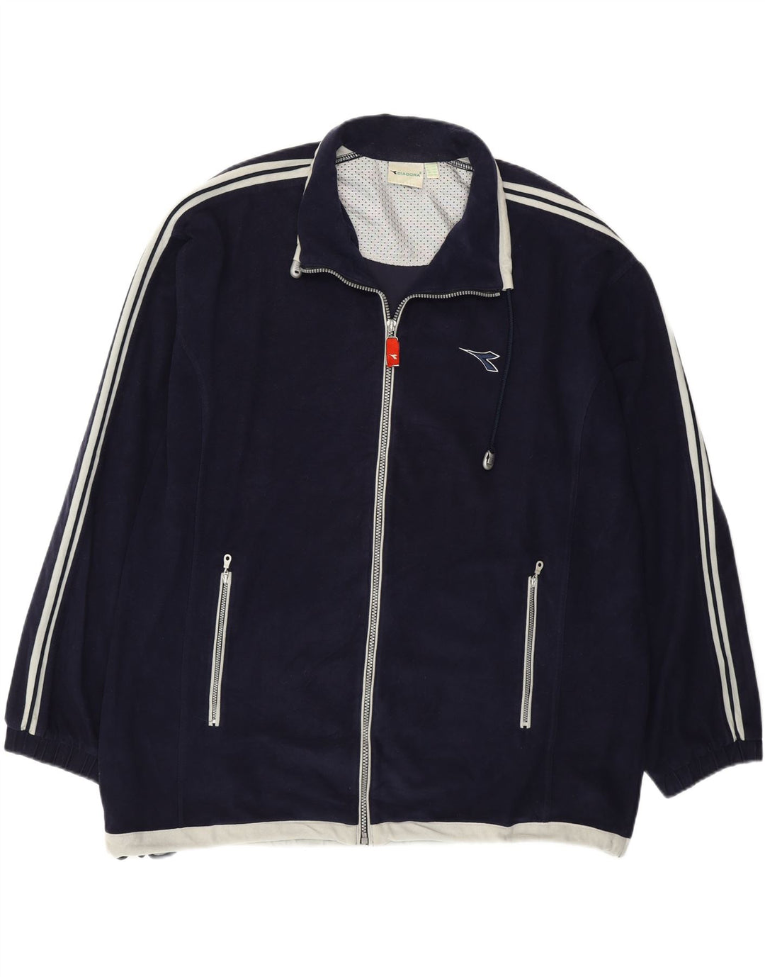 DIADORA Mens Fleece Jacket UK 44 2XL Navy Blue Polyester Vintage Diadora and Second-Hand Diadora from Messina Hembry 