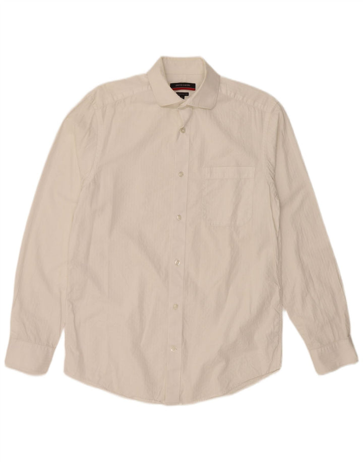 PIERRE CARDIN Mens Tailored Fit Shirt Size 15 Medium White Cotton