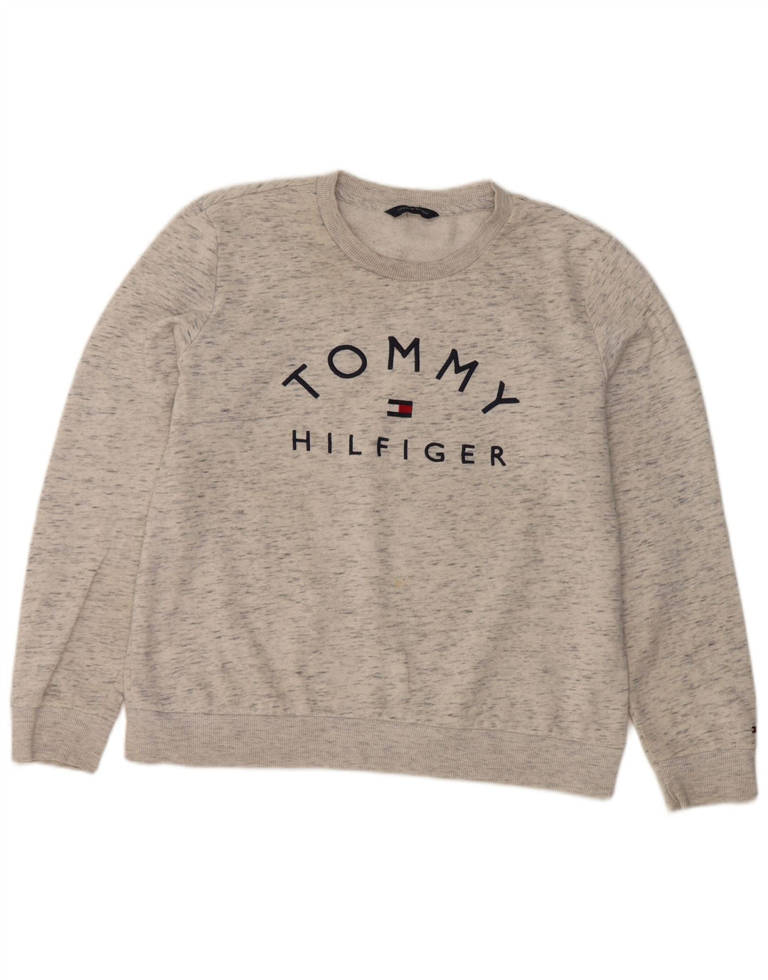 Tommy Hilfiger Graphic Sweatshirt Jumper UK 12 Medium Grey Flecked