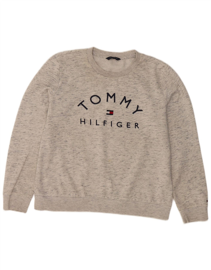 Tommy Hilfiger Graphic Sweatshirt Jumper UK 12 Medium Grey Flecked
